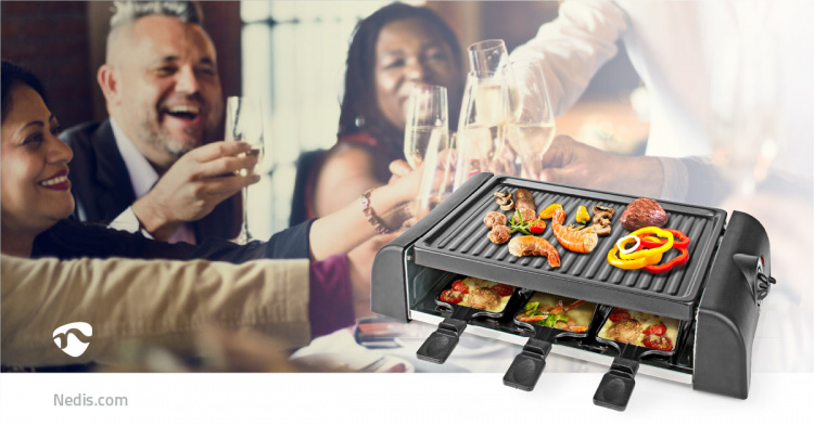 Nedis Gourmet / Raclette | Grill | 6 Persons | Spatula | Temperature setting | Non stick coating | Rectangle Nedis Gourmet / Raclette | Grill | 6 Persons | Spatula | Temperature setting | Non stick coating | Rectangle