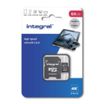INTEGRAL 64 GB High Speed MicroSDHC/XC V30 - 100MB/s Read - 45MB/s Write