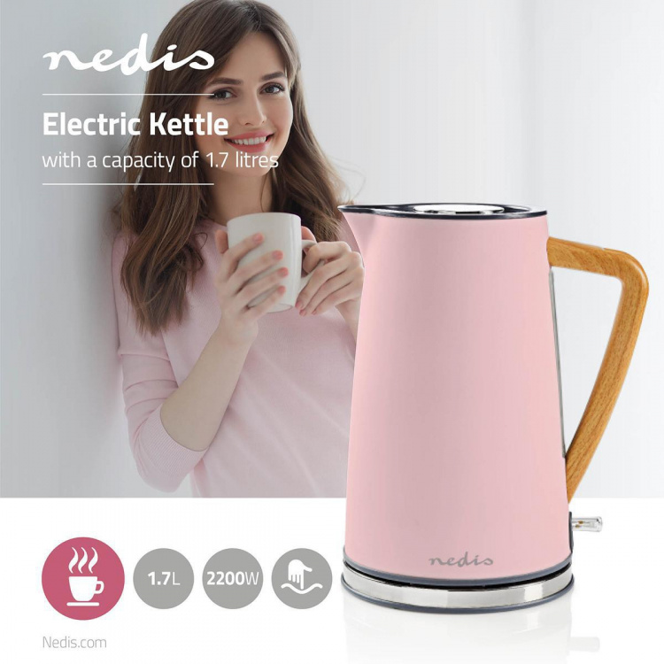 Nedis Electric Kettle | 1.7 l | Soft-Touch | Pink | Rotatable 360 degrees | Concealed heating element | Strix® controller | Boil-dry protection Nedis Electric Kettle | 1.7 l | Soft-Touch | Pink | Rotatable 360 degrees | Concealed heating element | Strix® controller | Boil-dry protection