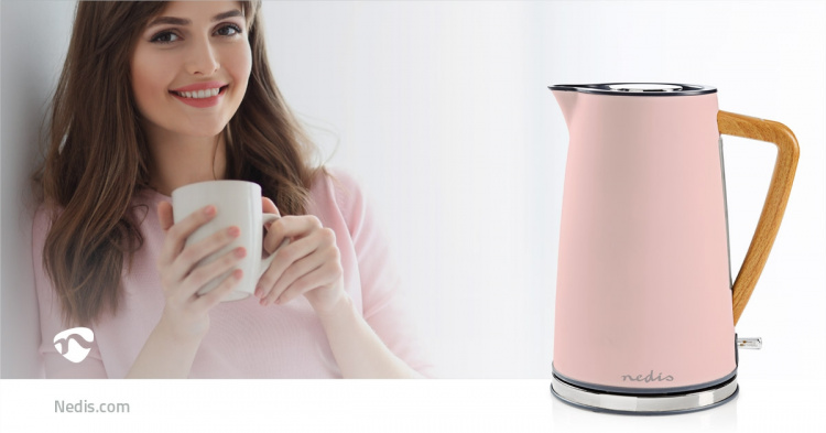 Nedis Electric Kettle | 1.7 l | Soft-Touch | Pink | Rotatable 360 degrees | Concealed heating element | Strix® controller | Boil-dry protection Nedis Electric Kettle | 1.7 l | Soft-Touch | Pink | Rotatable 360 degrees | Concealed heating element | Strix® controller | Boil-dry protection