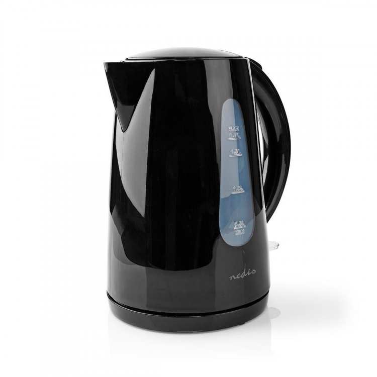 Nedis Electric Kettle | 1.7 l | Plastic | Black | Rotatable 360 degrees | Concealed heating element | Strix® controller | Boil-dry protection