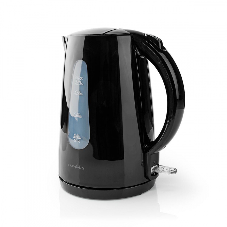 Nedis Electric Kettle | 1.7 l | Plastic | Black | Rotatable 360 degrees | Concealed heating element | Strix® controller | Boil-dry protection