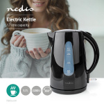 Nedis Electric Kettle | 1.7 l | Plastic | Black | Rotatable 360 degrees | Concealed heating element | Strix® controller | Boil-dry protection