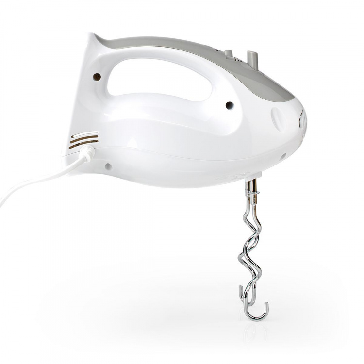 Nedis Hand Mixer | 200 W | 5-Speed Settings | Turbo feature | 2 Beaters / 2 Dough Hooks | Grey / White