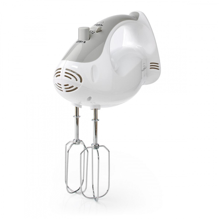 Nedis Hand Mixer | 200 W | 5-Speed Settings | Turbo feature | 2 Beaters / 2 Dough Hooks | Grey / White