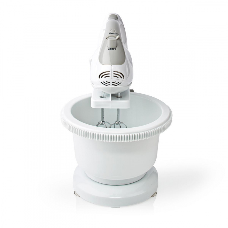 Nedis Hand Mixer | 200 W | 5-Speed Settings | Turbo feature | Turning Bowl / 2 Beaters / 2 Dough Hooks | Grey / White