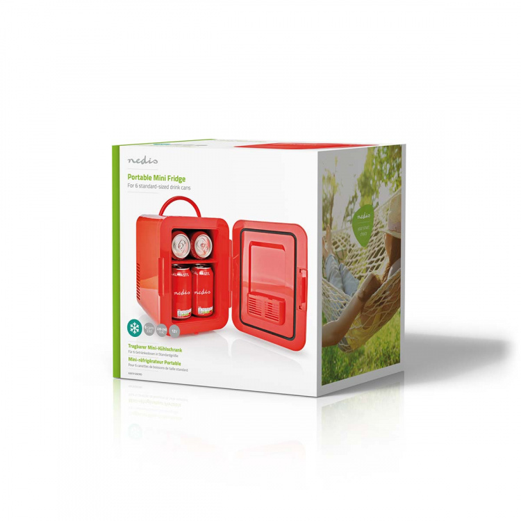 Nedis Portable Mini Fridge | 4 l | 12 V DC / 100 - 240 V AC | Red