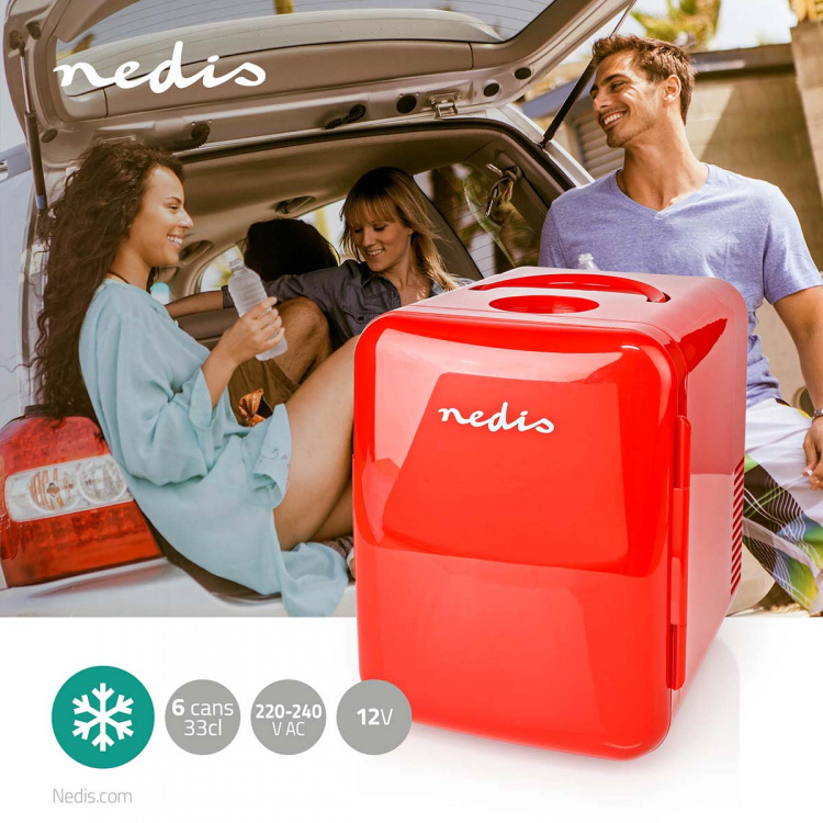 Nedis Portable Mini Fridge | 4 l | 12 V DC / 100 - 240 V AC | Red