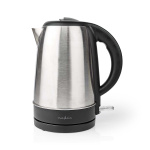 Nedis Electric Kettle | 1.7 l | Stainless Steel | Aluminium / Black | Rotatable 360 degrees | Concealed heating element | Strix® controller | Boil-dry protection