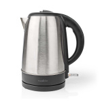 Nedis Electric Kettle | 1.7 l | Stainless Steel | Aluminium / Black | Rotatable 360 degrees | Concealed heating element | Strix® controller | Boil-dry protection