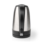 Nedis Electric Kettle | 1.7 l | Stainless Steel | Aluminium / Black | Rotatable 360 degrees | Concealed heating element | Strix® controller | Boil-dry protection