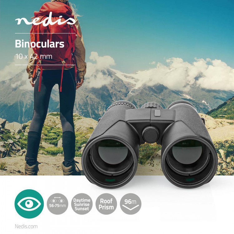 Nedis Binocular | Magnification: 10 x | Objective lens diameter: 42 mm | Field of view: 96 m | Travel bag included | Black