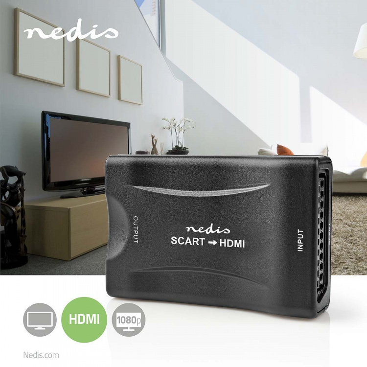 Nedis HDMI™ Converter | SCART Female | 1x HDMI™ Output | 1-way | 1080p | 1.2 Gbps | ABS | Black Nedis HDMI™ Converter | SCART Female | 1x HDMI™ Output | 1-way | 1080p | 1.2 Gbps | ABS | Black
