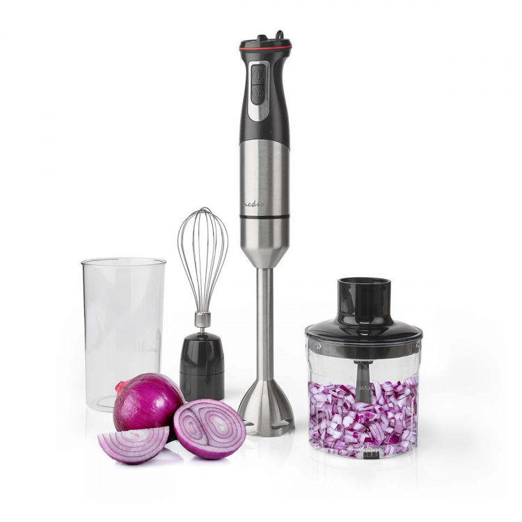 Nedis Hand Blender | 800 W | Speed settings: Variable Speed Control | Chopper | Aluminium / Black