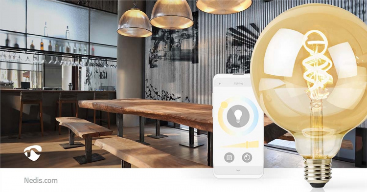 Nedis SmartLife LED Filament Bulb | E27 | 360 lm | 4.90 W | Warm to Cool White | 1800 - 6500 K | Glass | Android™ / IOS | Globe | 1 pcs Nedis SmartLife LED Filament Bulb | E27 | 360 lm | 4.90 W | Warm to Cool White | 1800 - 6500 K | Glass | Android™ / IOS | Globe | 1 pcs