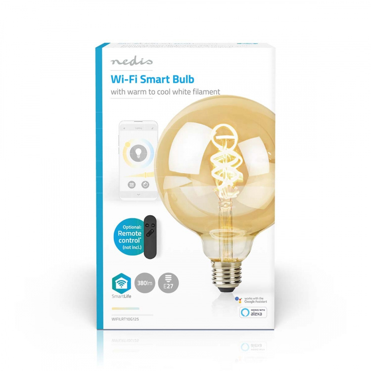 Nedis SmartLife LED Filament Bulb | E27 | 360 lm | 4.90 W | Warm to Cool White | 1800 - 6500 K | Glass | Android™ / IOS | Globe | 1 pcs Nedis SmartLife LED Filament Bulb | E27 | 360 lm | 4.90 W | Warm to Cool White | 1800 - 6500 K | Glass | Android™ / IOS | Globe | 1 pcs