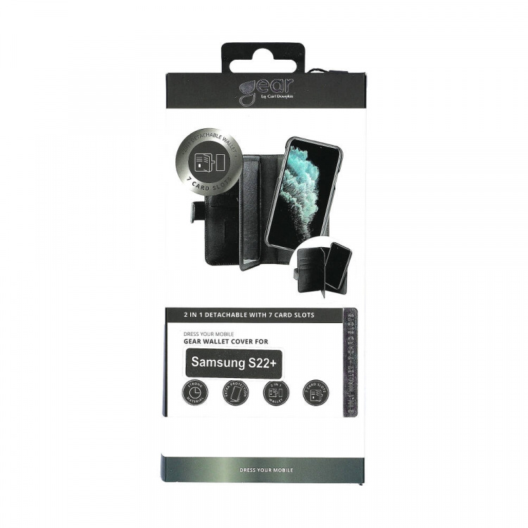 Gear Wallet Case 2in1 7 Card Slots Black - Samsung S22+ Gear Wallet Case 2in1 7 Card Slots Black - Samsung S22+