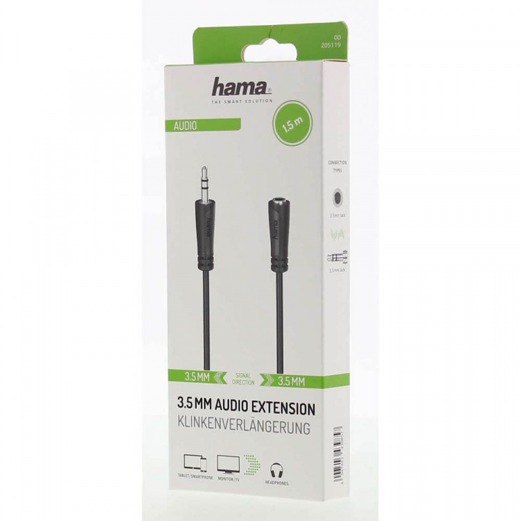Hama Cable Audio 3.5mm-3.5mm Extension 1.5m Hama Cable Audio 3.5mm-3.5mm Extension 1.5m