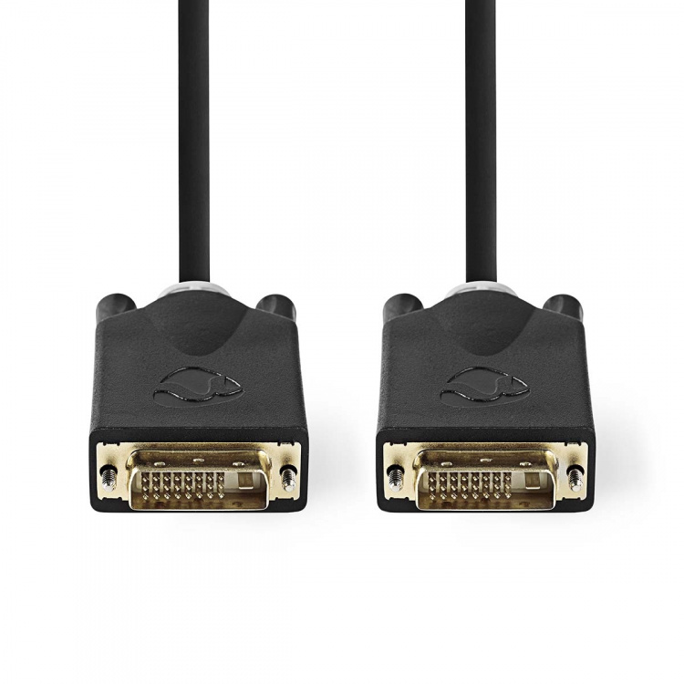 Nedis DVI Cable | DVI-D 24+1-Pin Male | DVI-D 24+1-Pin Male | 2560x1600 | Gold Plated | 3.00 m | Straight | PVC | Anthracite | Box