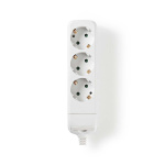 Nedis Extension Socket | Type F (CEE 7/7) | 3-Way | 3680 W | 16 A | Kind of grounding: Side Contacts | 230 V AC 50/60 Hz | Socket angle: 45 ° | No Cable Included | White