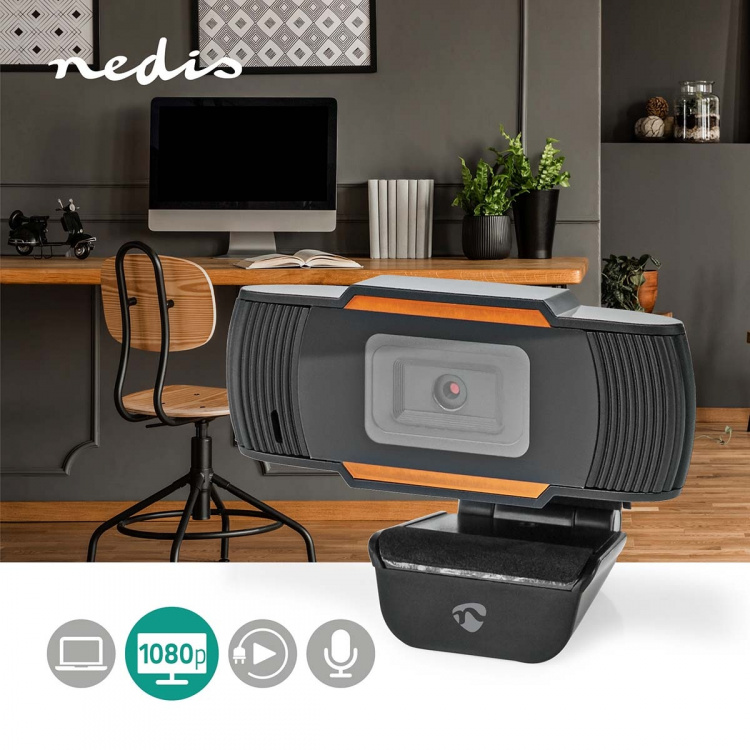 Nedis Webcams | Full HD@30fps | Built-In Microphone | Black Nedis Webcams | Full HD@30fps | Built-In Microphone | Black