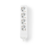 Nedis Extension Socket | Type F (CEE 7/7) | 4-Way | 3680 W | 16 A | Kind of grounding: Side Contacts | 230 V AC 50/60 Hz | Socket angle: 45 ° | No Cable Included | White