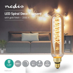 Nedis LED Filament Bulb E27 | T65 | 8.5 W | 600 lm | 2000 K | Dimmable | With Gold Finish | Retro Style | 1 pcs