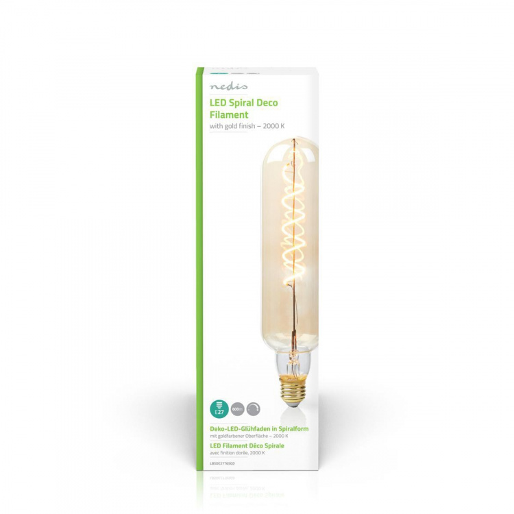 Nedis LED Filament Bulb E27 | T65 | 8.5 W | 600 lm | 2000 K | Dimmable | With Gold Finish | Retro Style | 1 pcs