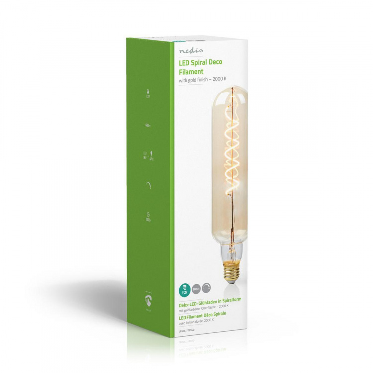 Nedis LED Filament Bulb E27 | T65 | 8.5 W | 600 lm | 2000 K | Dimmable | With Gold Finish | Retro Style | 1 pcs