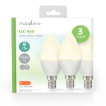 Nedis LED Bulb E14 | Candle | 4.9 W | 470 lm | 2700 K | Warm White | Frosted | 3 pcs