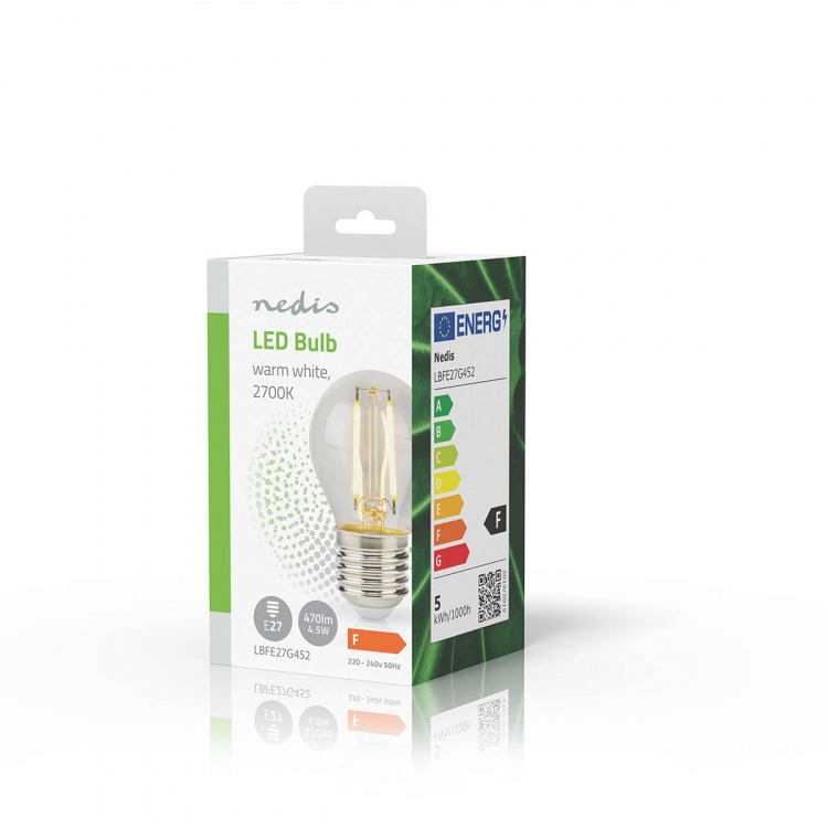 Nedis LED Filament Bulb E27 | G45 | 4.5 W | 470 lm | 2700 | Dimmable | Warm White | Retro Style | 1 pcs