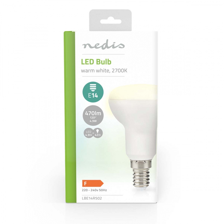 Nedis LED Bulb E14 | R50 | 4.9 W | 470 lm | 2700 K | Warm White | Clear | 1 pcs