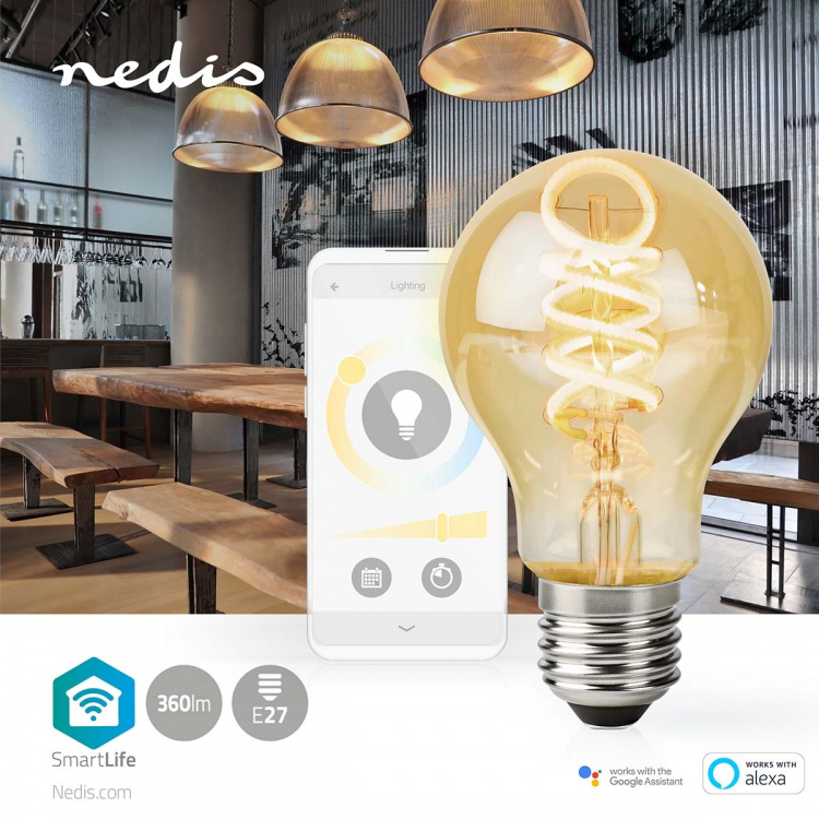 Nedis SmartLife LED Filament Bulb | E27 | 360 lm | 4.90 W | Warm to Cool White | 1800 - 6500 K | Glass | Android™ / IOS | Bulb | 1 pcs