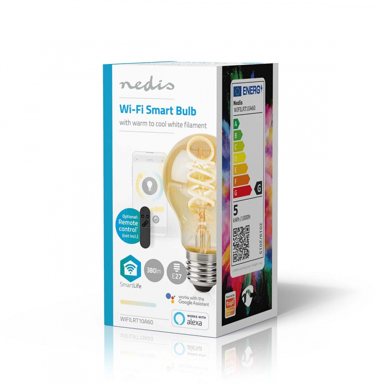 Nedis SmartLife LED Filament Bulb | E27 | 360 lm | 4.90 W | Warm to Cool White | 1800 - 6500 K | Glass | Android™ / IOS | Bulb | 1 pcs