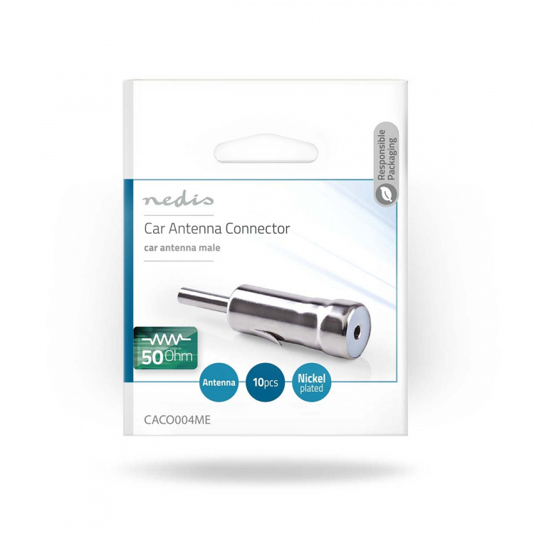 Nedis Car Antenna Connector | Straight | Male | Copper | 50 Ohm | Push on | Metal | Silver | 10 pcs | Envelope Nedis Car Antenna Connector | Straight | Male | Copper | 50 Ohm | Push on | Metal | Silver | 10 pcs | Envelope
