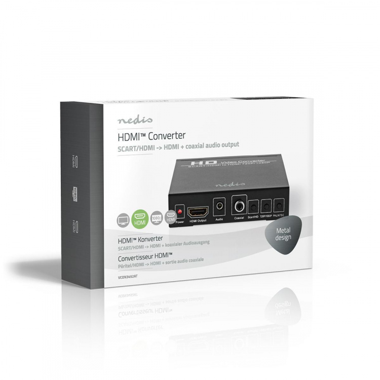 Nedis HDMI™ Converter | SCART Female | 1x 3.5 mm sound out / 1x Digital Audio / 1x HDMI™ Output | 1-way | 1080p | 1.65 Gbps | Aluminium | Anthracite Nedis HDMI™ Converter | SCART Female | 1x 3.5 mm sound out / 1x Digital Audio / 1x HDMI™ Output | 1-way | 1080p | 1.65 Gbps | Aluminium | Anthracite