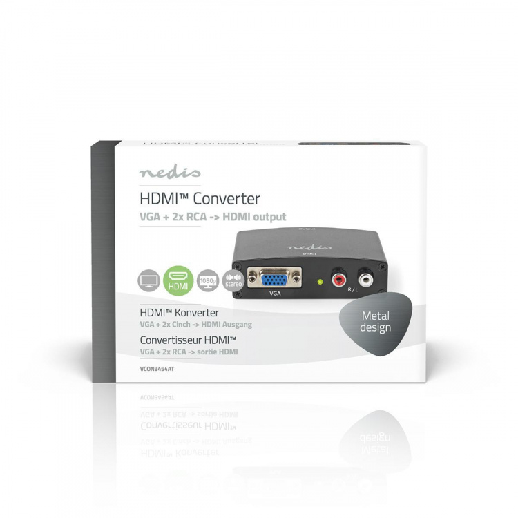 Nedis HDMI™ Converter | VGA Female / 2x RCA Male | 1x HDMI™ Output | 1-way | 1080p | 1.65 Gbps | Aluminium | Anthracite Nedis HDMI™ Converter | VGA Female / 2x RCA Male | 1x HDMI™ Output | 1-way | 1080p | 1.65 Gbps | Aluminium | Anthracite