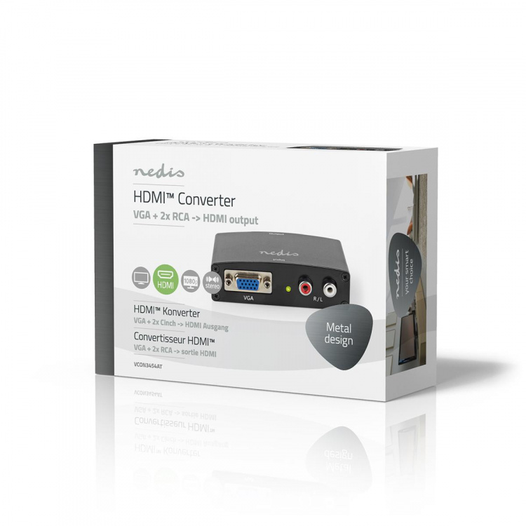 Nedis HDMI™ Converter | VGA Female / 2x RCA Male | 1x HDMI™ Output | 1-way | 1080p | 1.65 Gbps | Aluminium | Anthracite Nedis HDMI™ Converter | VGA Female / 2x RCA Male | 1x HDMI™ Output | 1-way | 1080p | 1.65 Gbps | Aluminium | Anthracite