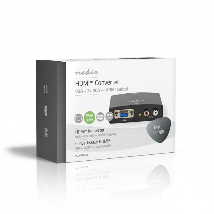 Nedis HDMI™ Converter | VGA Female / 2x RCA Male | 1x HDMI™ Output | 1-way | 1080p | 1.65 Gbps | Aluminium | Anthracite Nedis HDMI™ Converter | VGA Female / 2x RCA Male | 1x HDMI™ Output | 1-way | 1080p | 1.65 Gbps | Aluminium | Anthracite