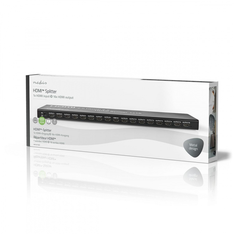 Nedis HDMI™ Splitter | 16 port(s) | USB-A Female / 16x HDMI™ Output | 4K@60Hz | 18 Gbps | Metal | Anthracite Nedis HDMI™ Splitter | 16 port(s) | USB-A Female / 16x HDMI™ Output | 4K@60Hz | 18 Gbps | Metal | Anthracite
