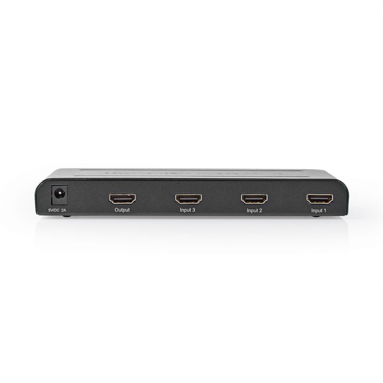 Nedis HDMI™ Switch | 3 port(s) | 3x HDMI™ Input | 1x HDMI™ Output | 4K@60Hz | 18 Gbps | Remote controlled | Metal | Anthracite