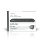 Nedis HDMI™ Switch | 3 port(s) | 3x HDMI™ Input | 1x HDMI™ Output | 4K@60Hz | 18 Gbps | Remote controlled | Metal | Anthracite