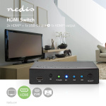 Nedis HDMI™ Switch | 3 port(s) | 1x USB-C™ / 2x HDMI™ Input | 1x HDMI™ Output | 4K@60Hz | 18.0 Gbps | Metal | Anthracite