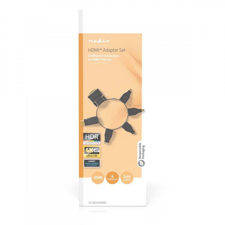 Nedis HDMI™ Adapter | DisplayPort Male / DVI-D 24+1-Pin Male / HDMI™ Micro Connector / HDMI™ Mini Connector / Mini DisplayPort Male / USB-C™ Male | HDMI™ Output | Gold Plated | Straight | PVC | Black | 1 pcs | Box Nedis HDMI™ Adapter | DisplayPort Male / DVI-D 24+1-Pin Male / HDMI™ Micro Connector / HDMI™ Mini Connector / Mini DisplayPort Male / USB-C™ Male | HDMI™ Output | Gold Plated | Straight | PVC | Black | 1 pcs | Box