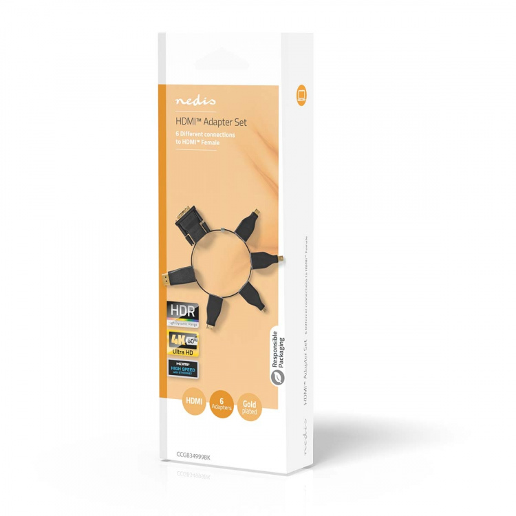 Nedis HDMI™ Adapter | DisplayPort Male / DVI-D 24+1-Pin Male / HDMI™ Micro Connector / HDMI™ Mini Connector / Mini DisplayPort Male / USB-C™ Male | HDMI™ Output | Gold Plated | Straight | PVC | Black | 1 pcs | Box Nedis HDMI™ Adapter | DisplayPort Male / DVI-D 24+1-Pin Male / HDMI™ Micro Connector / HDMI™ Mini Connector / Mini DisplayPort Male / USB-C™ Male | HDMI™ Output | Gold Plated | Straight | PVC | Black | 1 pcs | Box