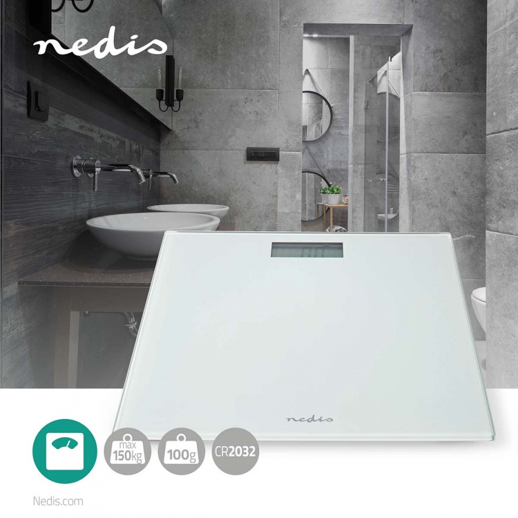 Nedis Personal Scale | Digital | White | Tempered Glass | Maximum weighing capacity: 150 kg Nedis Personal Scale | Digital | White | Tempered Glass | Maximum weighing capacity: 150 kg