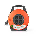 Nedis Cable Reel | Plug with earth contact | 10.0 m | 3200 W | 16 A | Kind of grounding: Side Contacts | 230 V AC 50/60 Hz | Socket angle: 90 ° | H05VV-F 3G1.5mm² | Fuse: Yes | Black / Orange