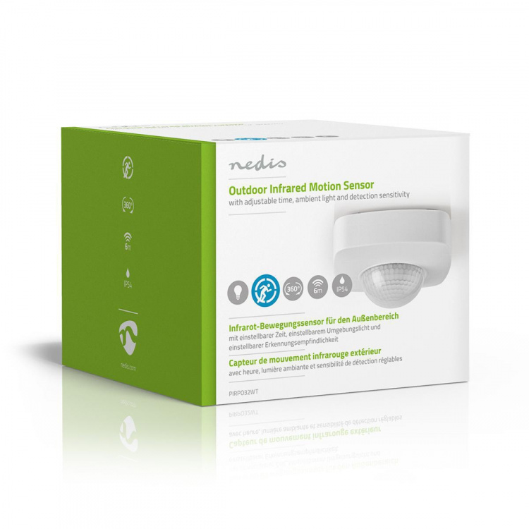 Nedis Motion Detector | Indoor and Outdoor | 3-Wire | Type F (CEE 7/7) | 360 ° | 5 - 300 W | 300 W | 1200 W | 3 - 2000 Lux | Sensor technology: PIR | Sensor reach: 2.0 - 8.0 m Nedis Motion Detector | Indoor and Outdoor | 3-Wire | Type F (CEE 7/7) | 360 ° | 5 - 300 W | 300 W | 1200 W | 3 - 2000 Lux | Sensor technology: PIR | Sensor reach: 2.0 - 8.0 m