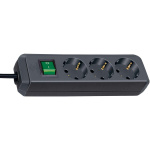brennenstuhl 3-way grounded power strip Black