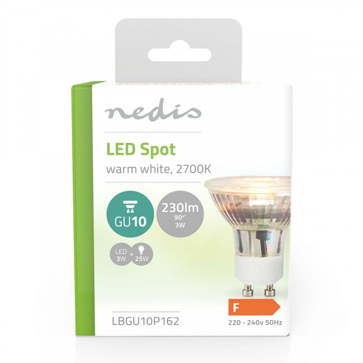 Nedis LED Bulb GU10 | Spot | 3 W | 230 lm | 2700 K | Warm White | Retro Style | 1 pcs Nedis LED Bulb GU10 | Spot | 3 W | 230 lm | 2700 K | Warm White | Retro Style | 1 pcs